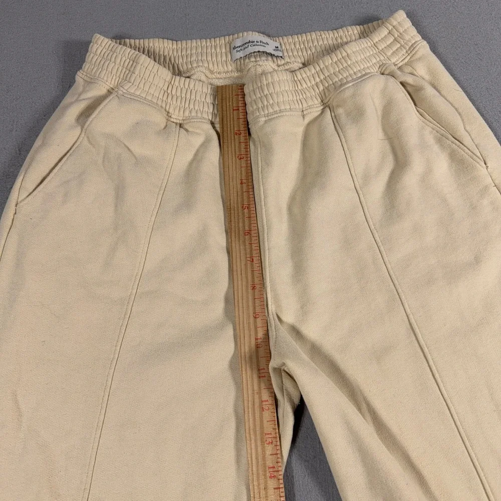 Abercrombie and Fitch Sweatpants Women Medium‎ Cream Fleece Wide Leg Lounge